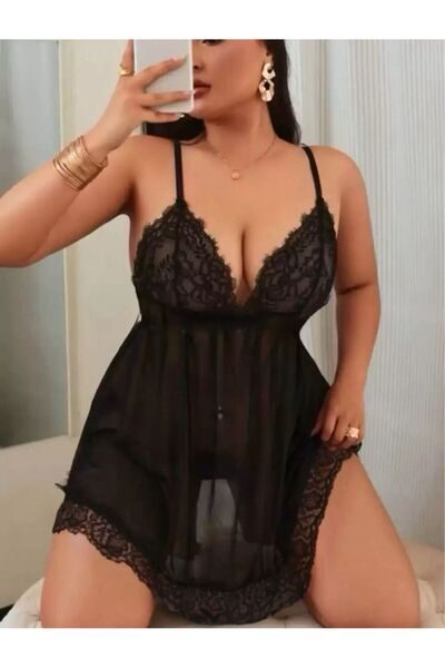 Brs underwear Plus Size Fancy Transparent Nightgown