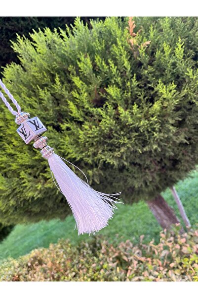 CEBECİOTO زينة مرآة الرؤية الخلفية المطرزة باللون الأبيض من LUIS مع شرابة - ز...