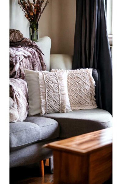 Ezo Home Dekoratif Makrome Kırlent - Yastık - 2'li Graceful 40 X 40 Cm - Bohe...