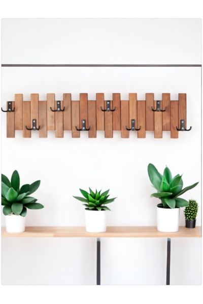 narım Ahşap Duvar ve Kapı Askısı 8 Askılıklı Silme Ahşap 23x91 cm