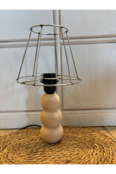 AHESAR TİCARET Abajur Lambeder abajur tel iskelet ve ahşap abajur ayağı takım