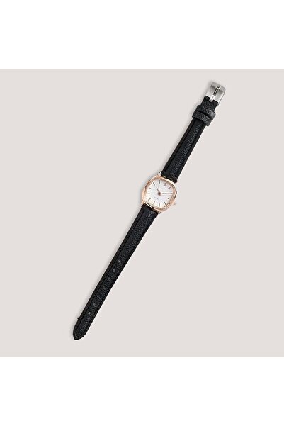 QUARTZ Retro Minimal Vintage Black Stitched Genuine Leather Cord Women Wristwatch Bb0021