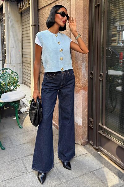 Lijuri Helios Gold Трикотажний светр з ґудзиками - СИНІЙ