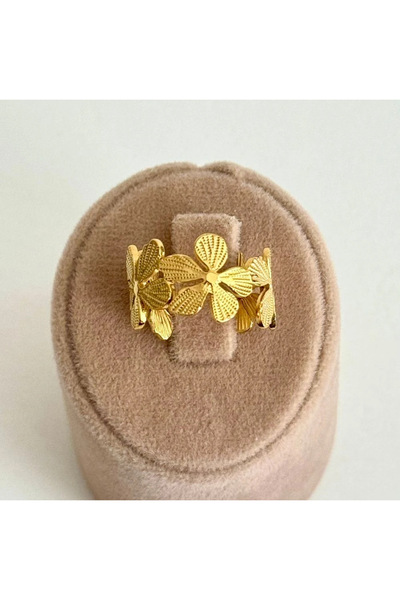 Iris co Çiçekli ayarlanabilir 316L çelik yüzük