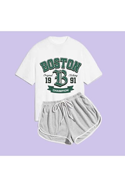 Elvino Set de tricou cu pantaloni scurți cu imprimeu dublu Pinterest Boston