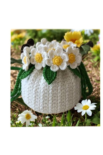 Charme Elegant El örgüsü papatya buket çanta
