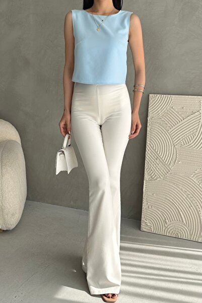 Fav Style Topuri de damă, fără mâneci, cu decolteu, albastru gheață