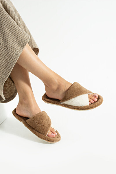 Moda Devrin Παντόφλες Taba Winter Stitched Sole Plush Twisted Slippers Silent Sole House Slippers (Η σόλα είναι παχύρρευστη)