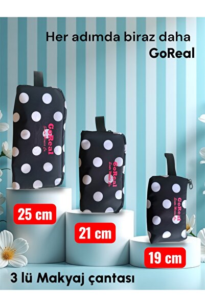 GoReal 3LÜ MAKYAJ ÇANTA SETİ