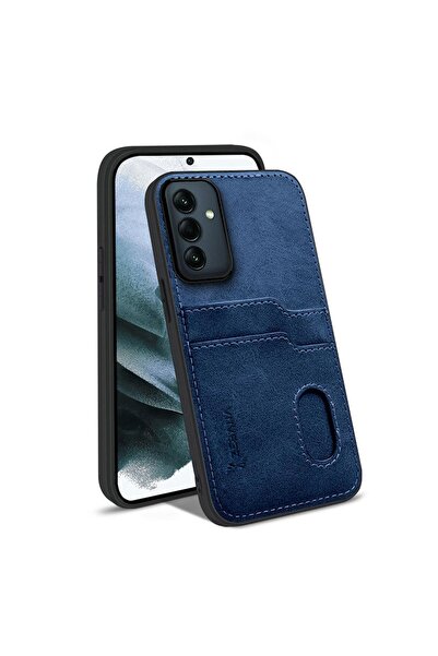 Zebana Samsung Galaxy A56 Uyumlu Kılıf Zebana Kartlıklı Lüx Deri Kılıf Lacivert