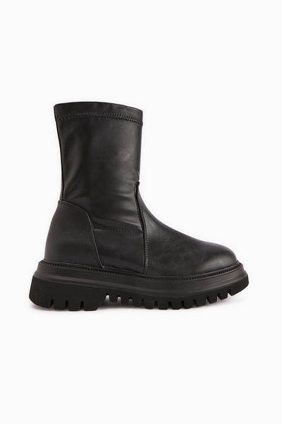 Limoya Γυναικείες μπότες Laimi Μαύρη Χοντρή Σόλα Οβάλ Μύτη, Γυναικείο Μποτάκι