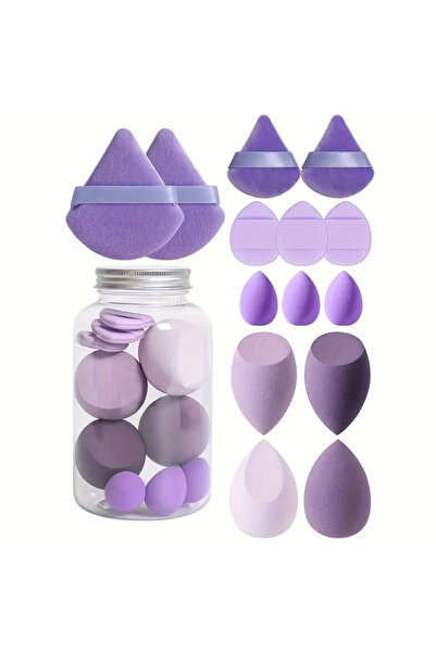 choice2 purple 14Pcs/Set Makeup Sponge Set with Storage Jar Velvet Beauty Ble...