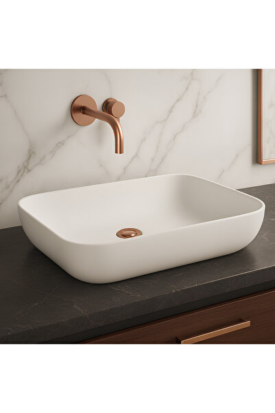 Turavit Loft Çanak Beyaz Dikdörtgen Deliksiz Lavabo 60 cm LFT0707