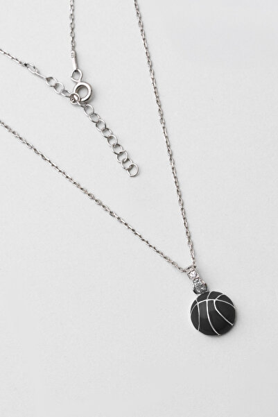 So CHIC... Basketbol Topu 18 Ayar Beyaz Altın Kaplama 33 Cm Gümüş Çocuk Kolyesi