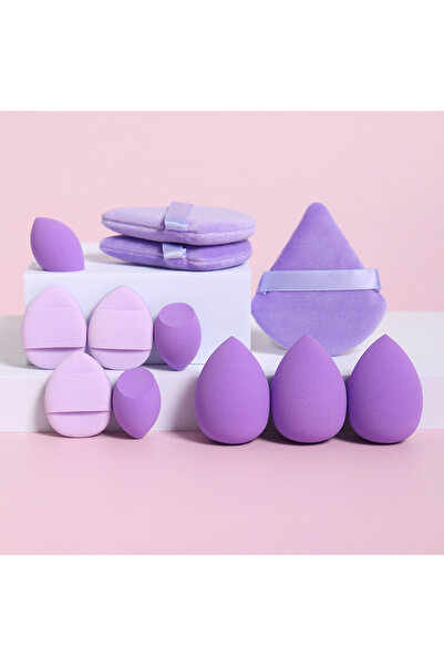 Choice16 PURPLE 12-Piece All-Purpose Makeup Sponge Set, Made of 3 Loose Powder Puffs, 3 Mini Air Cushion Puff