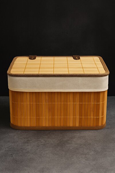 Qerhome Multi-Purpose Bamboo Organizer Basket with Lid (32*20*24 cm)