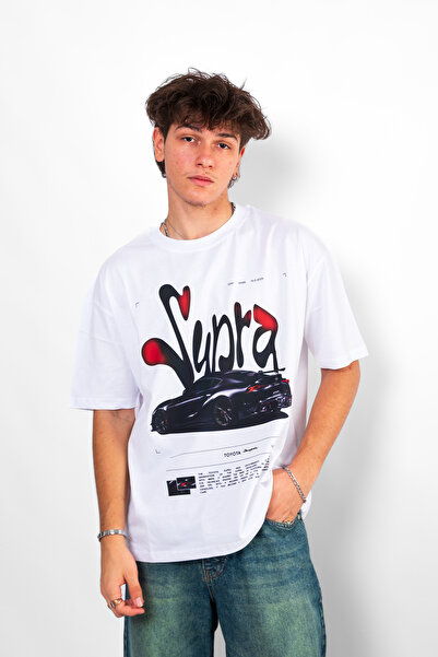 Sekizbiraltı Supra Printed Oversize Unisex White Tshirt