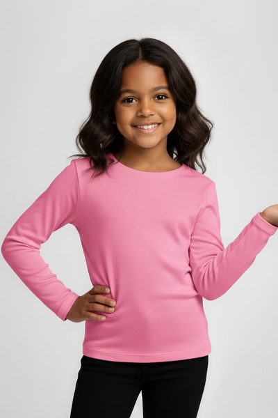 MK Mukko Kids Fată Băiat Roz Colorat Basic Sezonal Tricou cu mânecă lungă