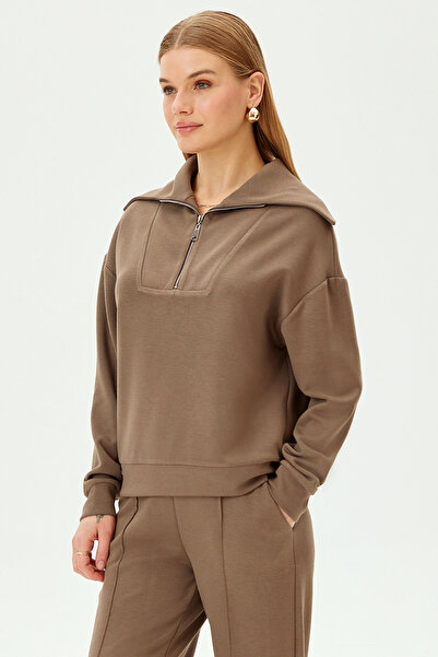 Allyco Світшот з коміром на блискавці та деталями на комірі