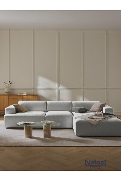 Mobilya Stant Most Mollista 3 Modül Sağ Köşe Koltuk 32 Gri Keten Kumaş Yumuşa...