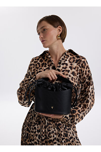 Fabrika Siyah Kadın 22x23,5x14 cm Torba Çanta ADARA-CARA