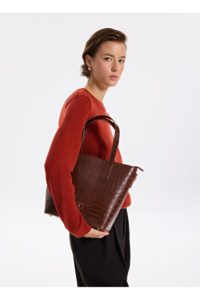 Fabrika Taba Kadın 40x29x13 cm Tote Çanta KROKO-ADILA