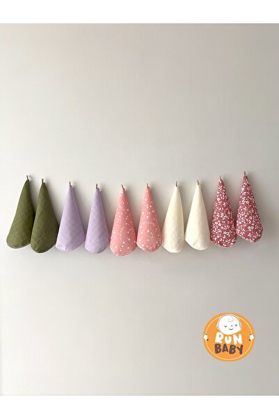 runbaby Run Baby Pamuk Müslin Kumaş Bebek Ağız Mendili & Ter Bezi (KOMBİN 12)