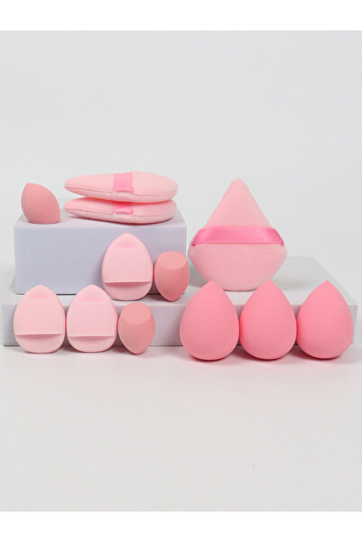 Choice13 Pink 12-Piece All-Purpose Makeup Sponge Set, Made of 3 Loose Powder Puffs, 3 Mini Air Cushion Puffs,