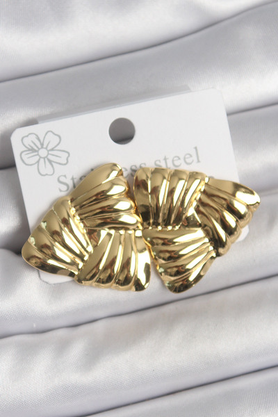 Skygo 316 Steel Gold Color Embroidered Triangle Model Women's Earrings - Tj-Bkp10524