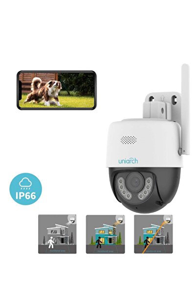 Uniarch كاميرا مراقبة خارجية 3 ميجا بكسل بان آند تيلت واي فاي مقاومة للماء IP66 مزودة بقبة CCTV ومستشعر CMOS مقاس 1/2.8 بوصة،