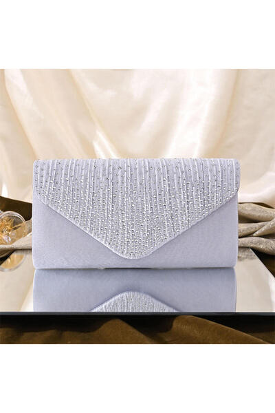 Generic Satin Bridal Diamante Clutch Bag White