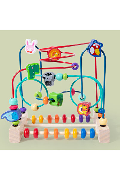 OEM Wooden Toy with Beads on a Circuit, Educational Puzzle with Animals for Developing Motor Skills C