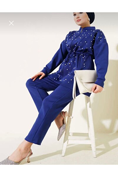 VOLT CLOTHİNG Women's Pearl Embellished Scuba Double Suit