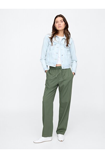 GAP Kadın Yeşil Mid Rise Twill Pantolon