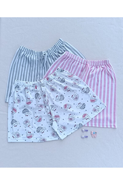 siyalife شورت منزلي نسائي منقوش ناعم مكون من 3 قطع