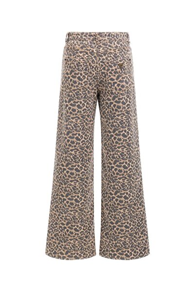 Guess Kadın Leopar Desenli Relaxed Fit Geniş Paça Pantolon - Mix