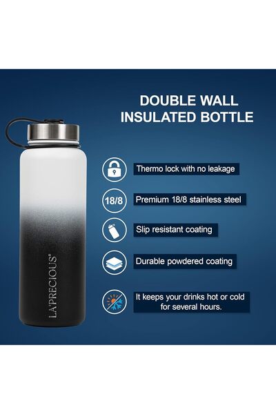 LA' PRECIOUS Stainless Steel Water Bottle 40 oz - Rust Proof - Leakproof - Keeps Liquids Hot or Cold
