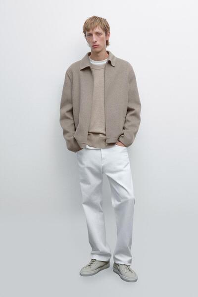 Massimo Dutti Çift kat yün karışımlı fermuarlı ceket