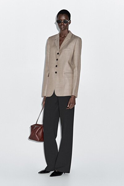 Massimo Dutti Kontrast iplikli %100 yün blazer