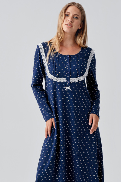 Artış Μακρυμάνικο νυχτικό με σχέδια, με κουμπιά, από ελαστικό βαμβάκι