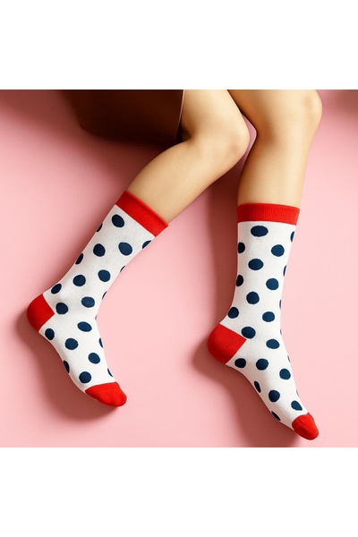 Panowill Design جوارب طويلة ناعمة منقوشة باللون الأزرق الداكن للنساء