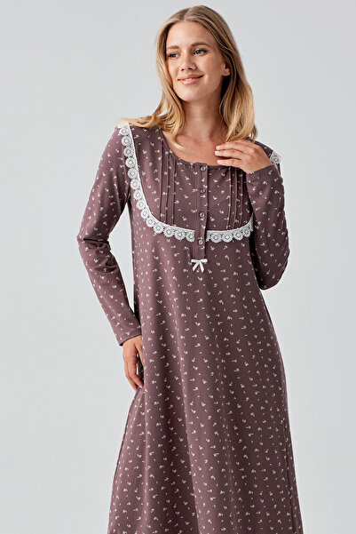 Artış Μακρυμάνικο νυχτικό με σχέδια, με κουμπιά, από ελαστικό βαμβάκι