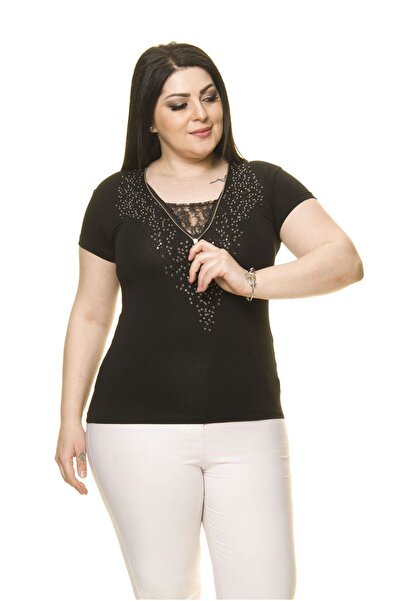 Moday Γυναικείο κορμάκι με φερμουάρ με κέντημα από μαύρη πέτρα 16C-70008