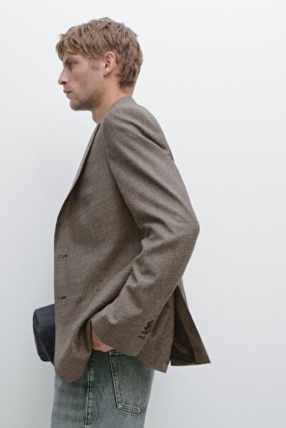 Massimo Dutti Kazayağı desenli blazer
