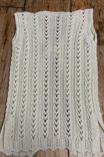 Çt Çeyizci Tekstil Γιλέκο προίκας, Γιλέκο Glitter, Γιλέκο με πλέξη, Γιλέκο δώρου, Νυφικό γιλέκο Glitter - Κρέμα