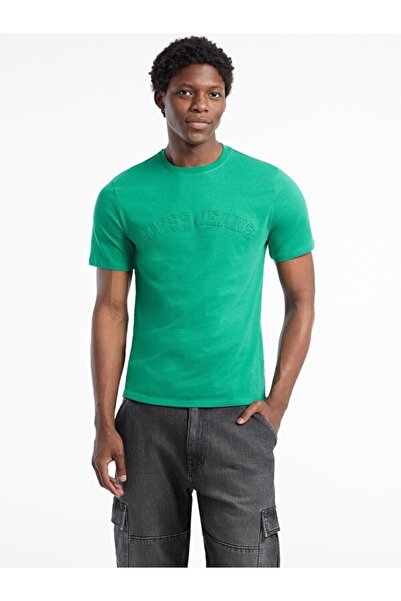 Guess Ανδρικό μπλουζάκι GJ Slim Fit με ανάγλυφο λογότυπο - Πράσινο