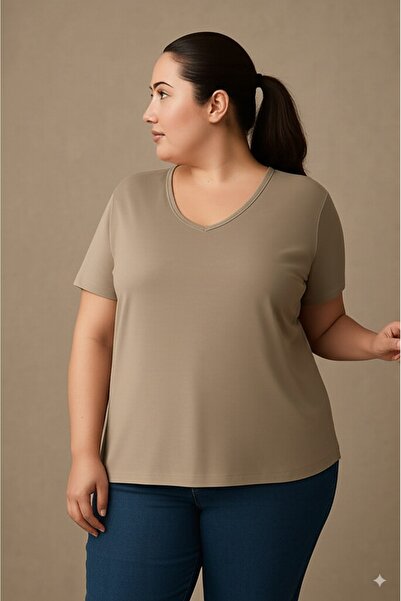 Barato Trend Plus Size Mink Cotton Fabric V-Neck Premium T-Shirt
