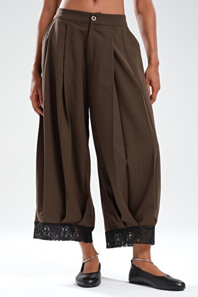 tw3 Women's Pleated Design Trousers with Lace Detail on the Legs