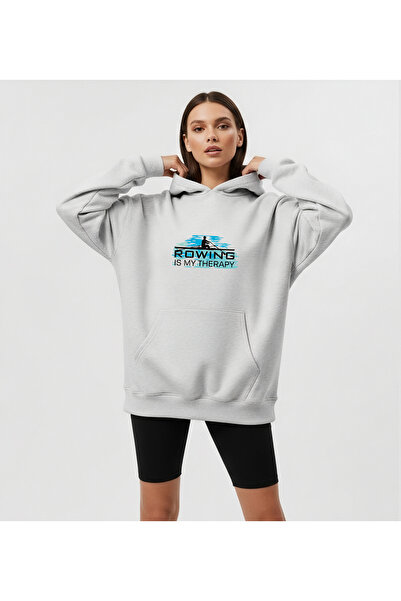 Bheka Concept Rowing Is My Therapy Printed Oversize Unisex Hooded Sweatshirt Hoodie