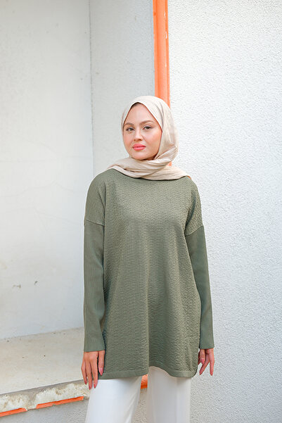 LOCCO Women's Self-Printed Tunic Khaki Green